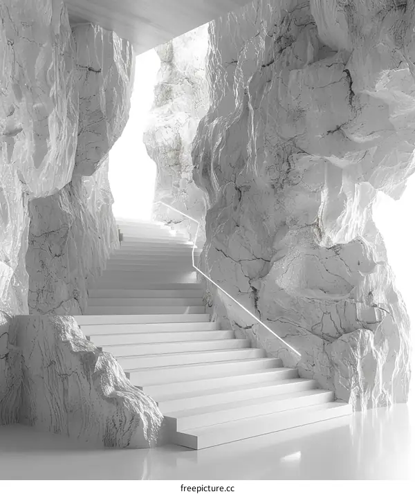 White Marble Staircase in a Cave