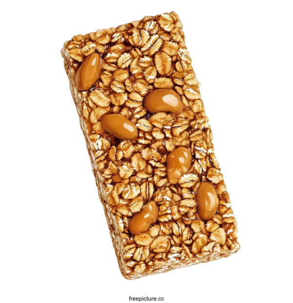 [Transparent Background PNG]Delicious Caramel Oatmeal Granola Bar Closeup