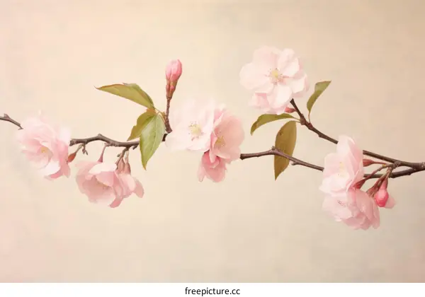 Delicate Pink Cherry Blossom Branch Illustration