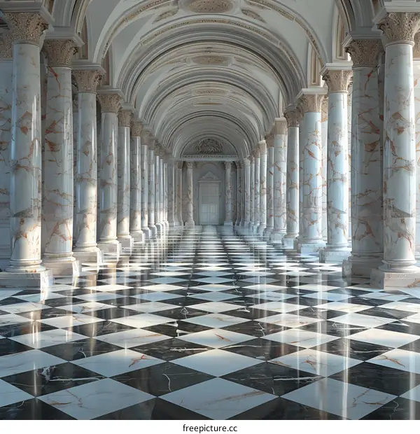 Marble Floor Tiles in a Grand Hallway