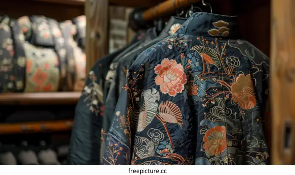 Black and red embroidered Chinese traditional clothes