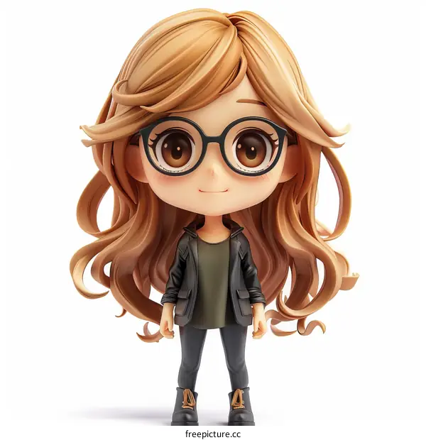 Chibi Cartoon Girl with Glasses