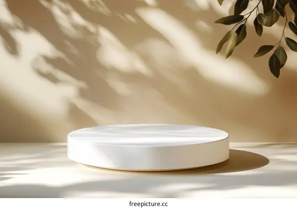 Elegant Empty Display Podium with Natural Light and Shadows