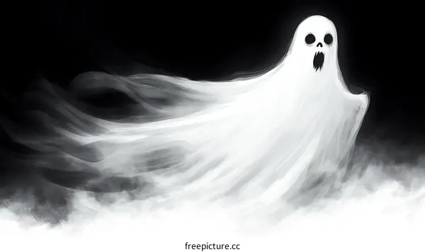 Spooky White Ghost in Halloween Night