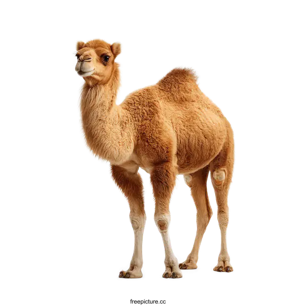 [Transparent Background PNG]Adorable Young Camel Isolated on White Background
