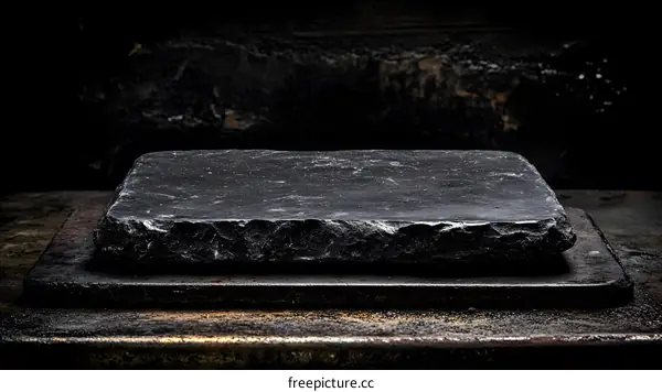 Black Slate Stone Texture On Rough Surface