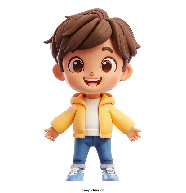 [Transparent Background PNG]3D rendering of a cute cartoon boy