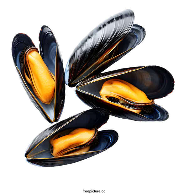 [Transparent Background PNG]Black Mussels Isolated On White Background
