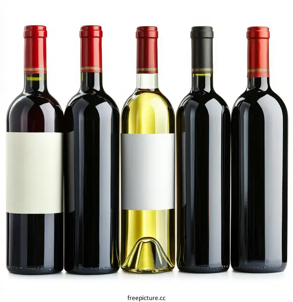Blank Wine Bottle Labels on Different Wine Bottles
