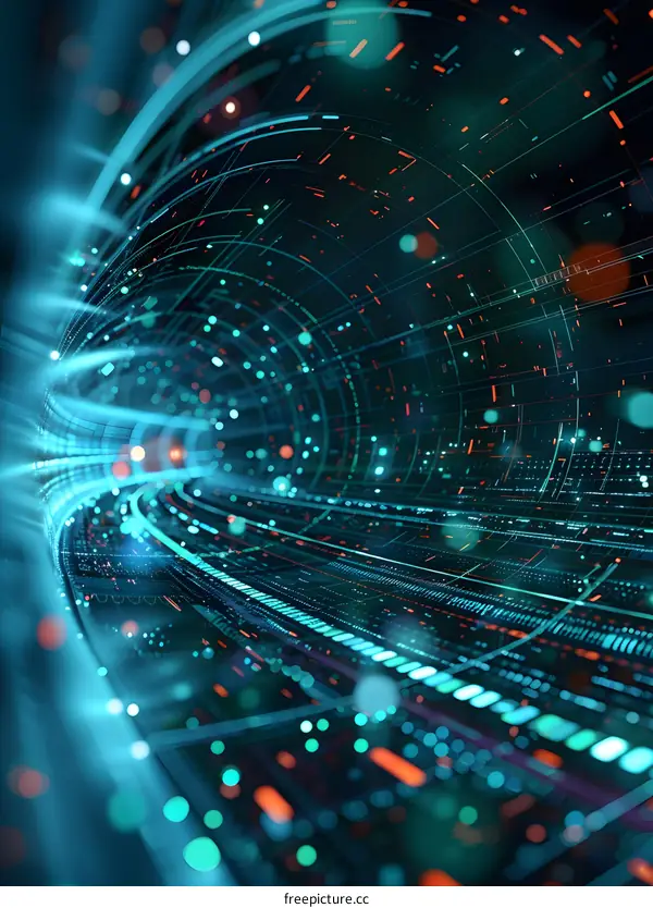 Abstract Futuristic Technology Tunnel Background