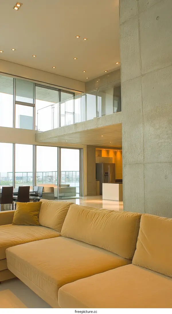 Modern Contemporary Living Room Design with Concrete Walls