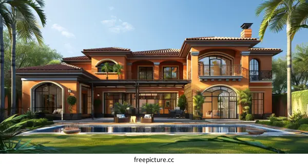 Luxury Villa Exterior Design with Swimming Pool