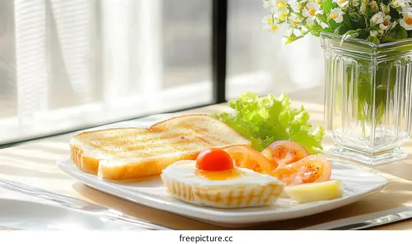 Delicious Breakfast Toast with Scrambled Eggs and Tomatoes