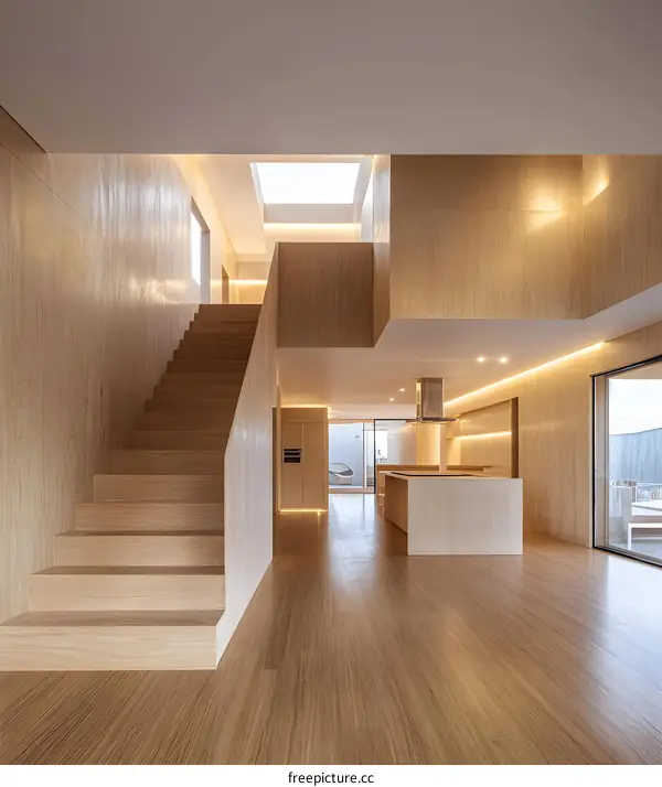 Modern Wooden Staircase and Interior Design of a House