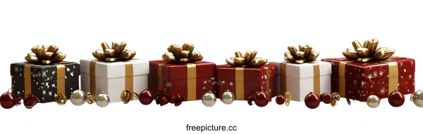 [Transparent Background PNG]Christmas Gift Boxes with Ornaments