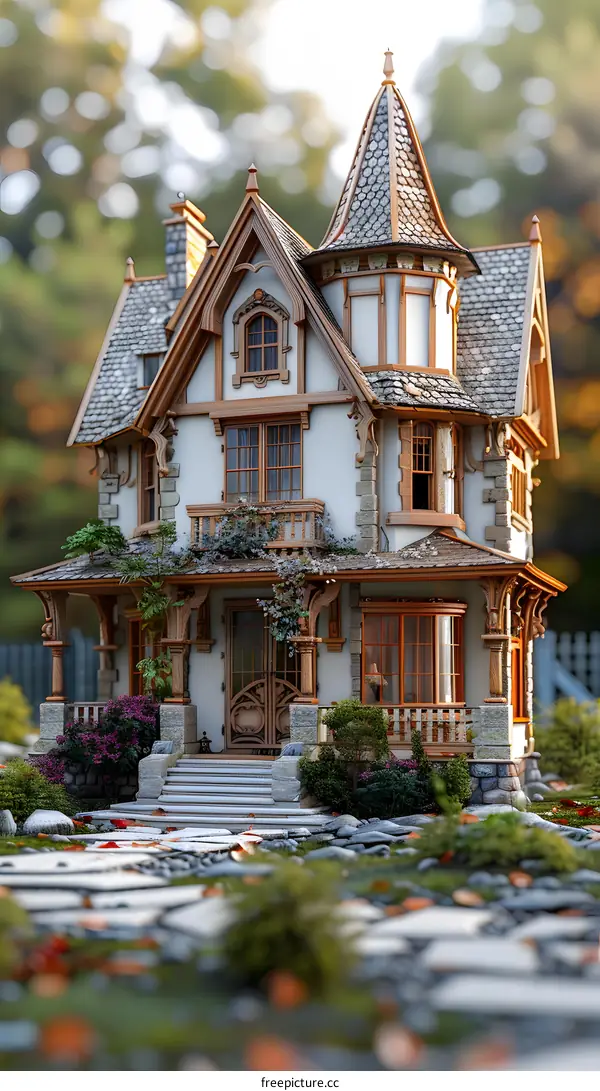Exquisite detailed miniature house with a beautiful garden