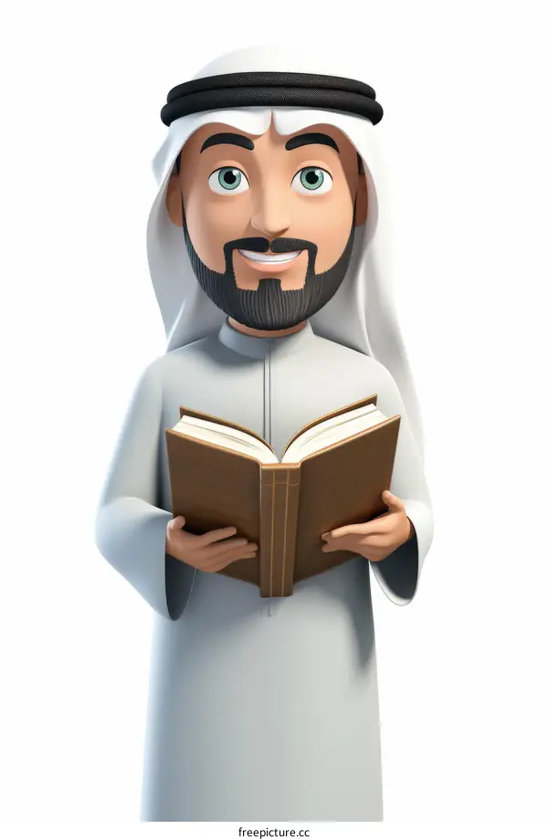 Arab man reading a book