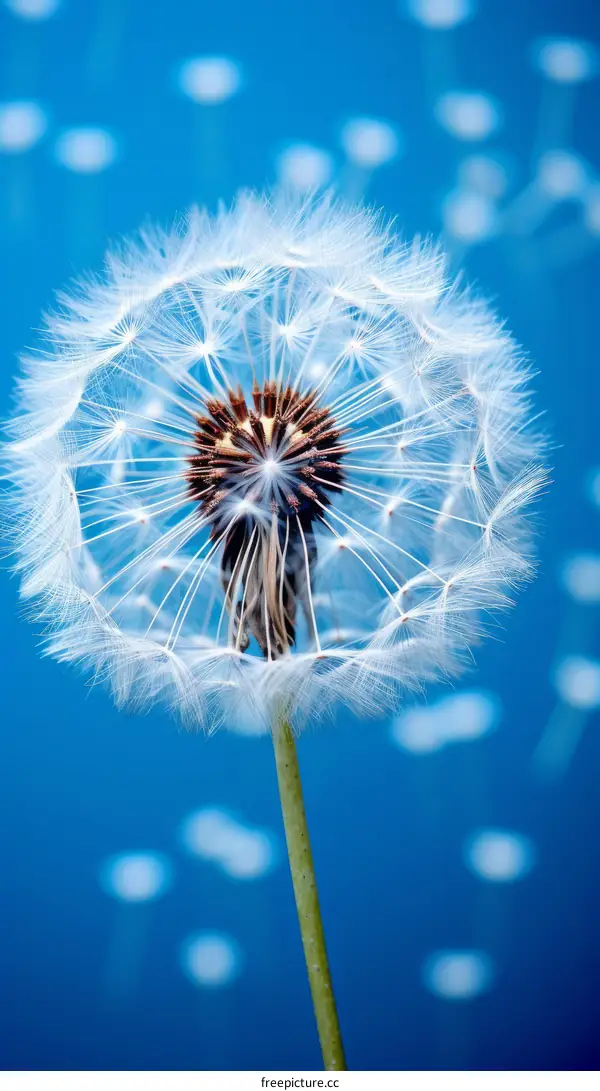 Dandelion Flower on Blue Background