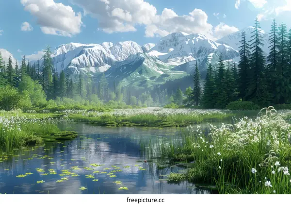 Majestic Alpine Meadow with Mountain Views