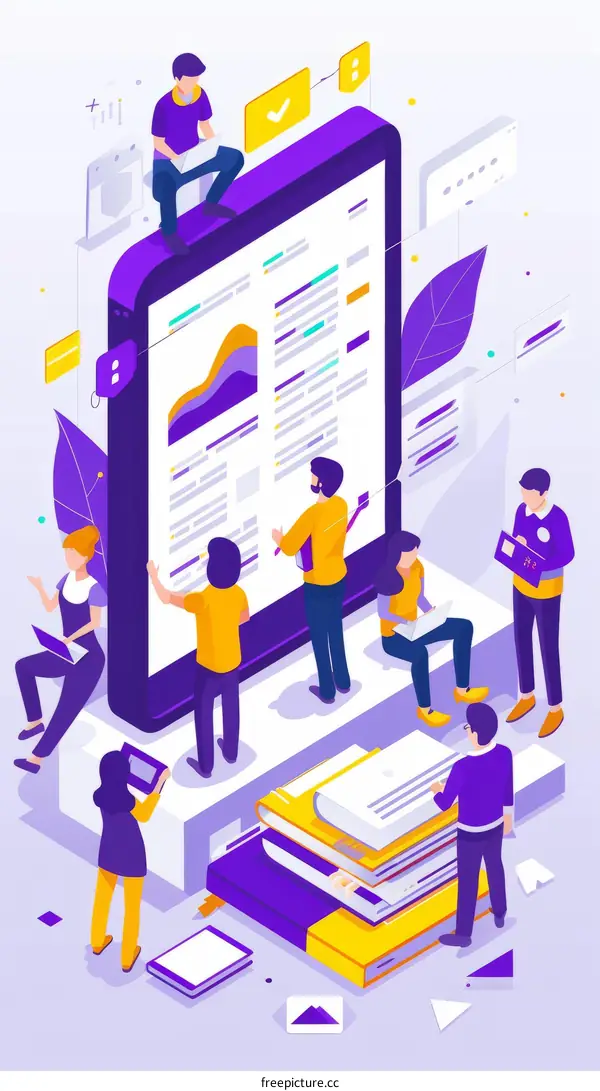 A group of people working on a project using a mobile device