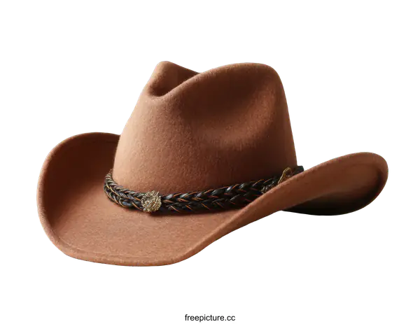 [Transparent Background PNG]Brown Cowboy Hat with Braided Leather Band