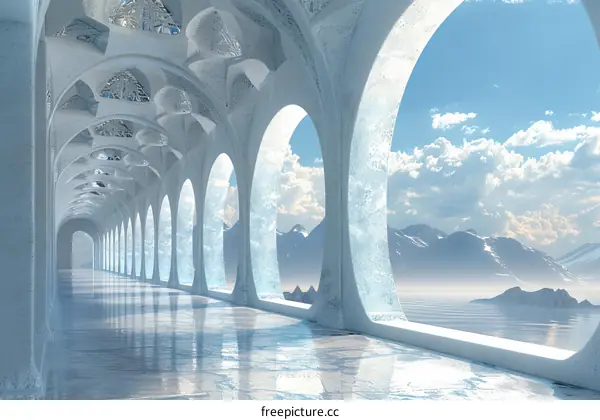 Futuristic Ice Palace Corridor