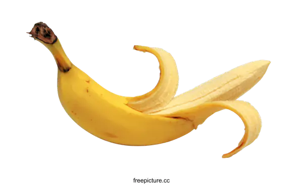 [Transparent Background PNG]Peeled Banana on White Background Closeup