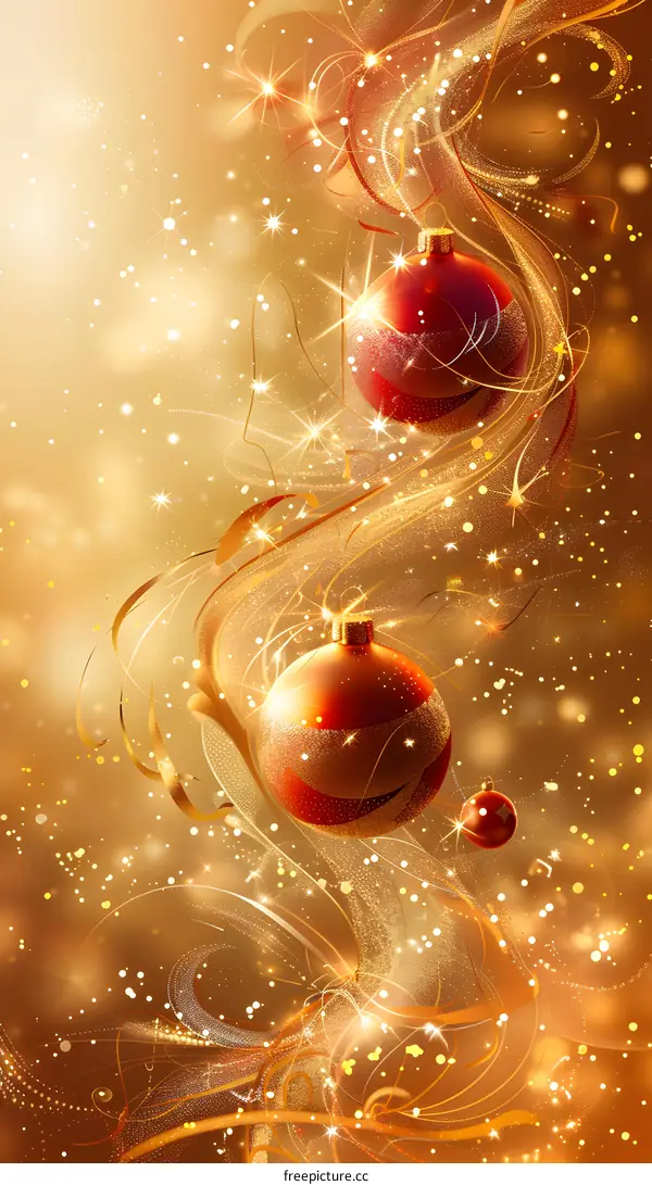 Christmas and New Year. Christmas decorations. Red and gold balls.