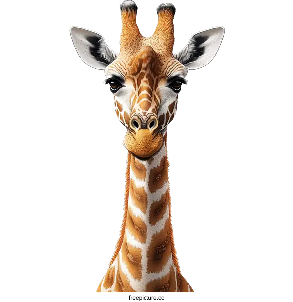 [Transparent Background PNG]Smiling Giraffe Portrait Illustration