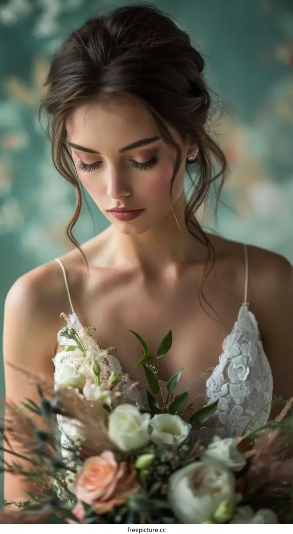 portrait of a beautiful young woman in a white dress