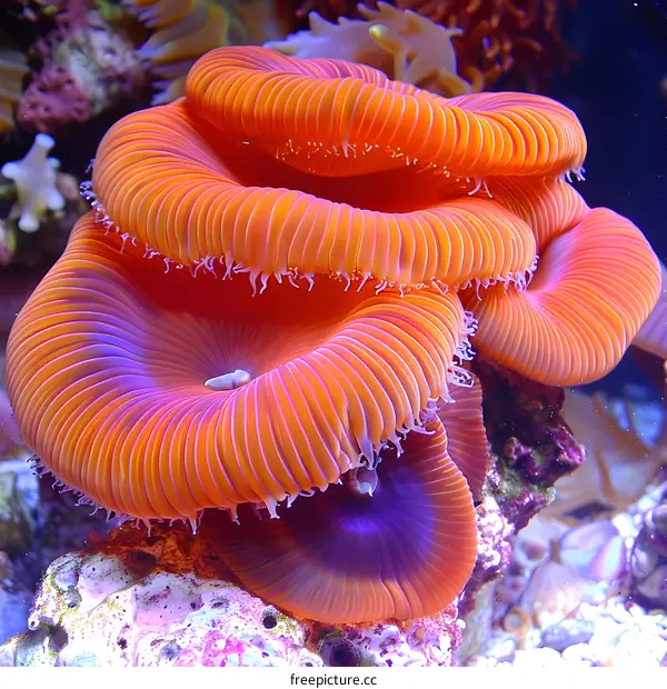 Orange and purple flower anemone