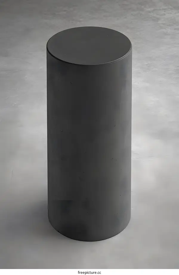 Black Cylinder Standing on Gray Surface