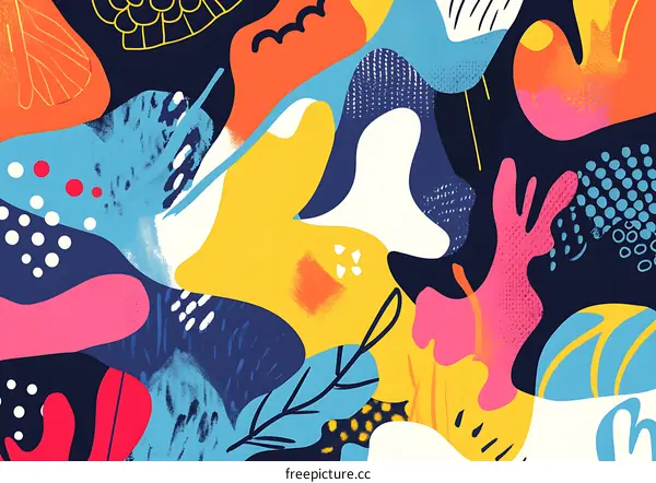 Abstract Colorful Organic Shapes Seamless Pattern