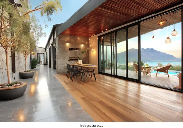 Modern Open-Plan Living Area with Scenic Views