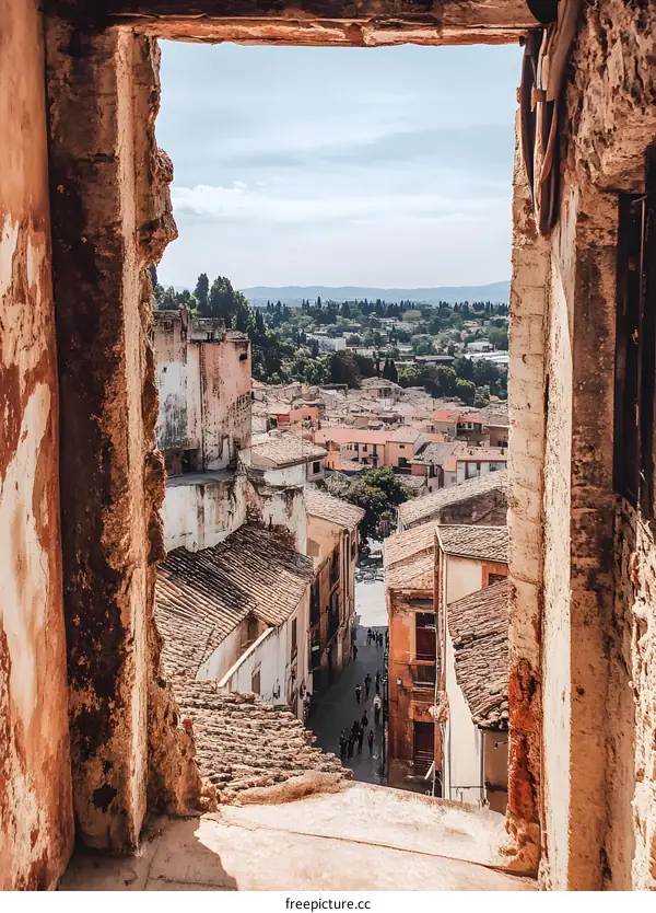 View of Cityscape from a Ruined Building