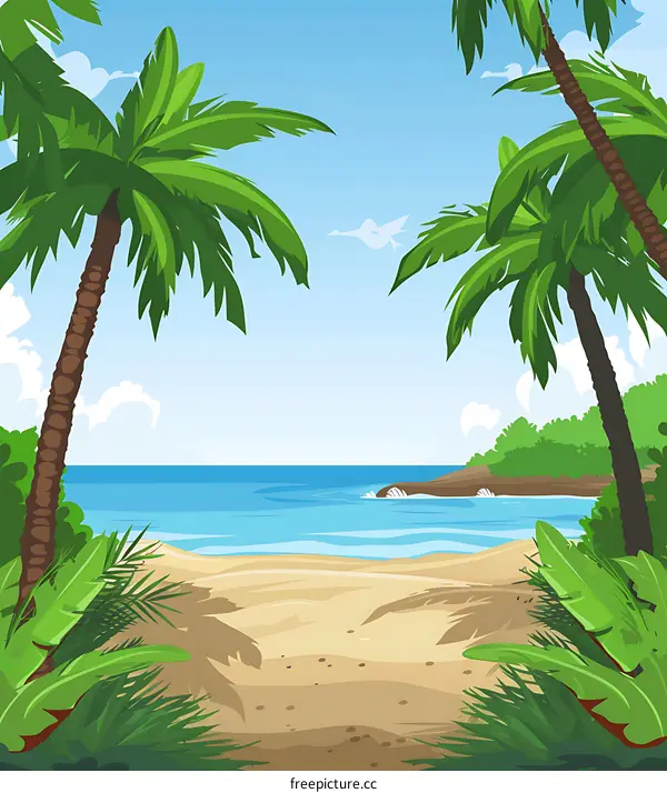 Palm Trees on Tropical Beach