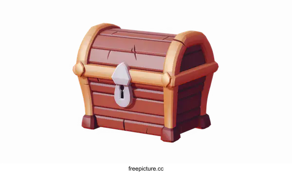 [Transparent Background PNG]Silver-adorned Wooden Chest for Treasure
