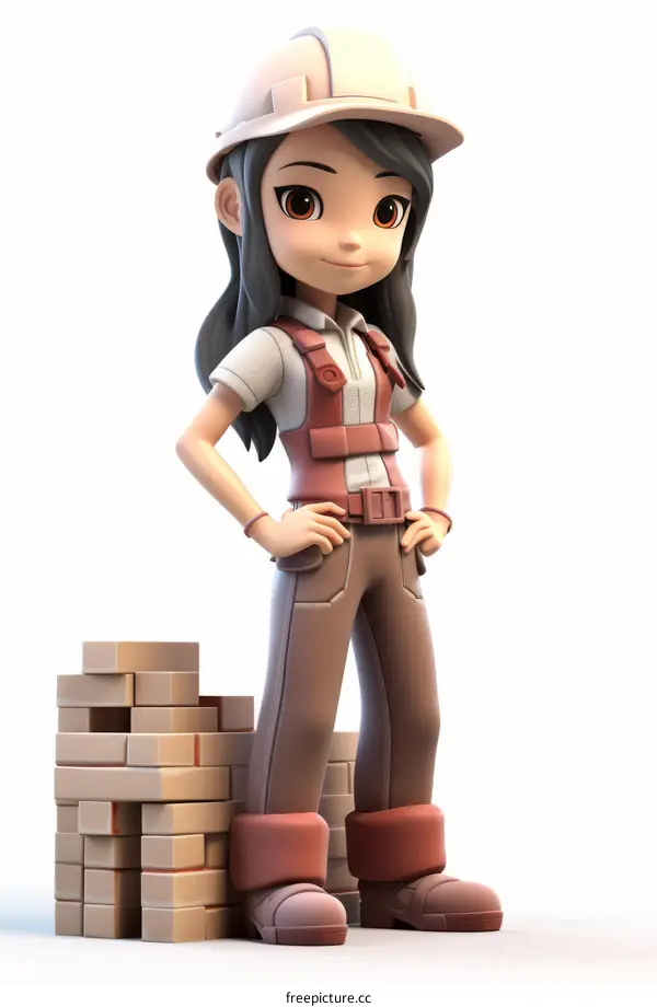 Confident Female Construction Worker In Hard Hat And Work Vest