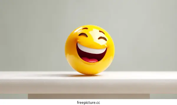 3D Laughing Emoji Illustration on White Surface