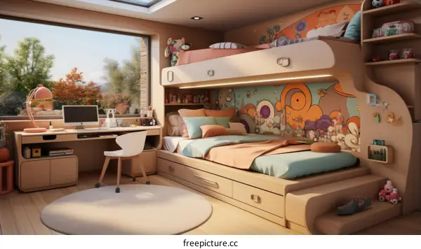 A cozy and creative bedroom for kids