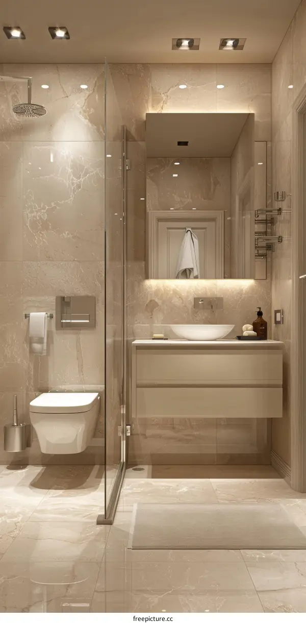 Modern Elegant Beige Bathroom Design