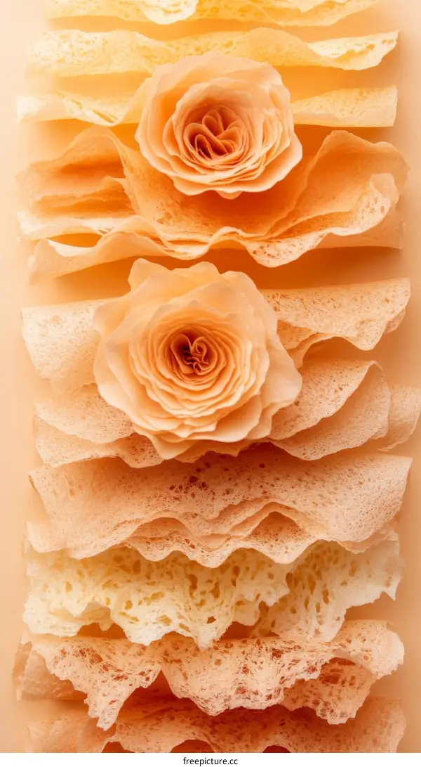 Layered Peachy Rose Paper Flowers Arrangement