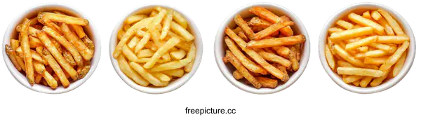 [Transparent Background PNG]Delicious golden french fries in white bowls