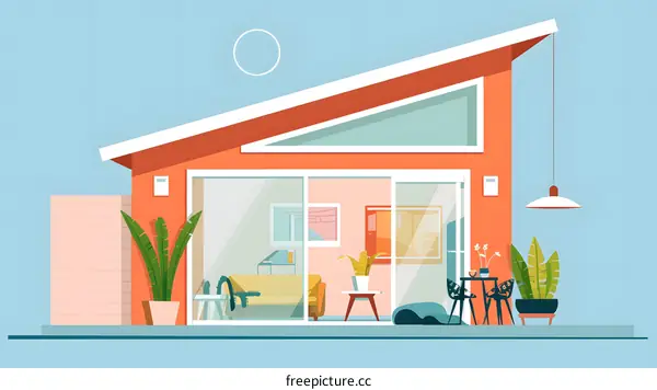 Modern House Exterior With Plants