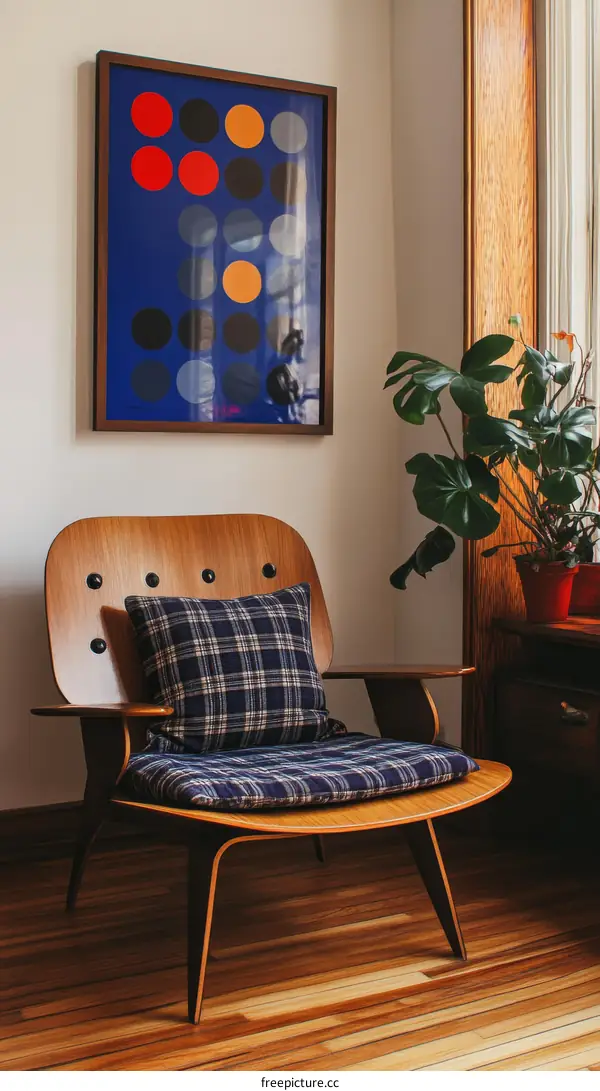 Mid-Century Modern Living Room Decor with Geometric Art
