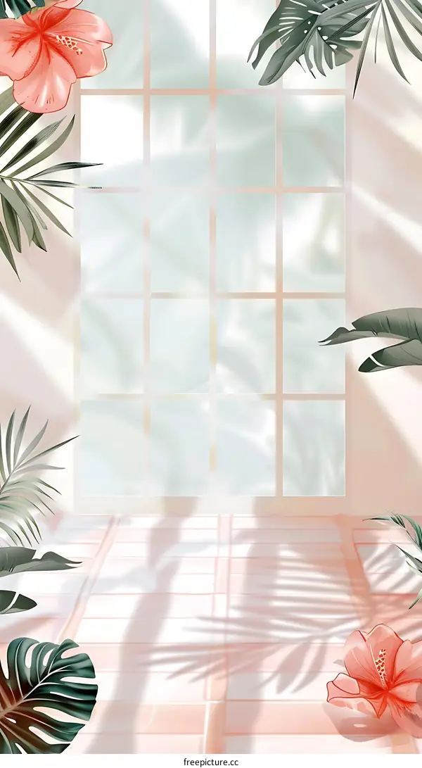 Tropical Plants and Window With Sunlight