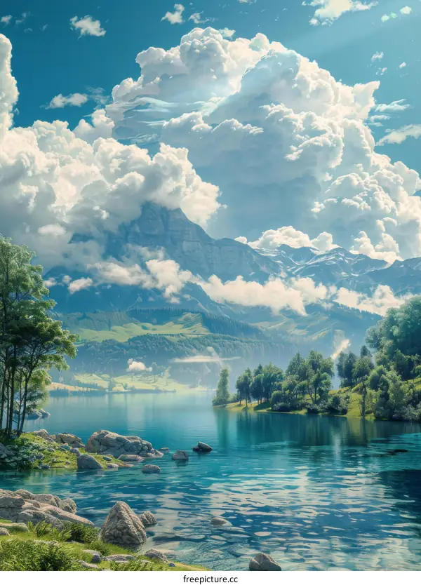 Majestic Mountain Lake Landscape