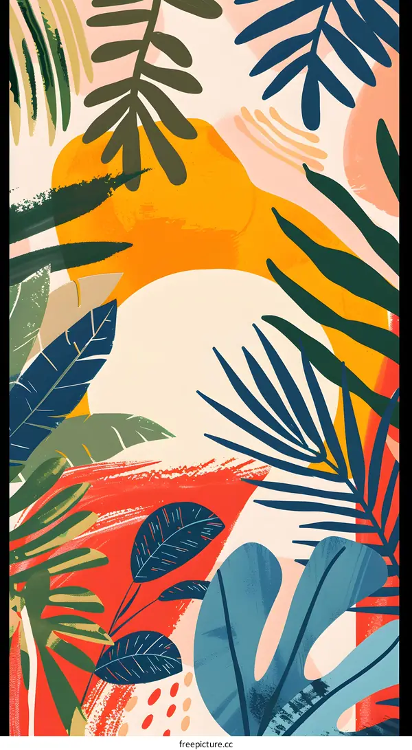 Abstract Tropical Leaves Illustration