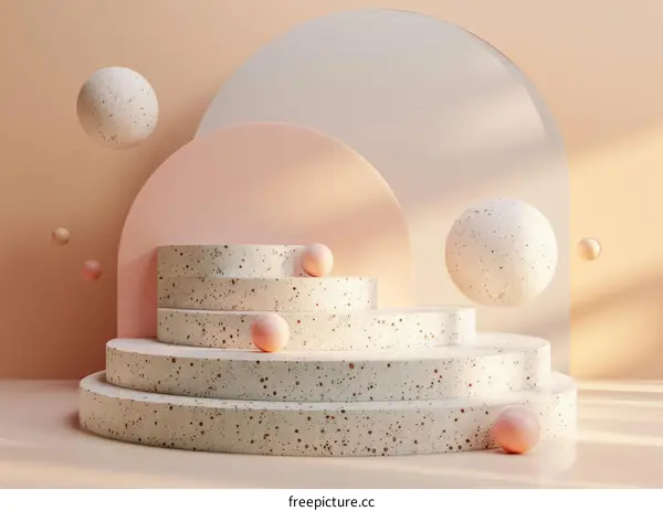 3d rendering of a podium with balls