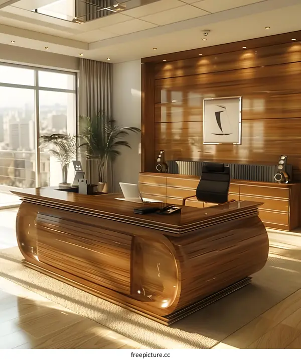 Modern Wooden Office Desk With A View
